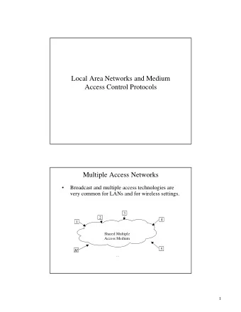 Local Area Networks and Medium  Access Control Protocols  Multiple Access Networks    Broadcast