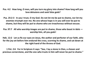 Psa. 4:2   How long, O men, will you turn my glory into shame? How long will you love delusions and