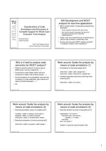 1  Reflection on code annotations  Classification of Code Annotations (1)   Code annotations may