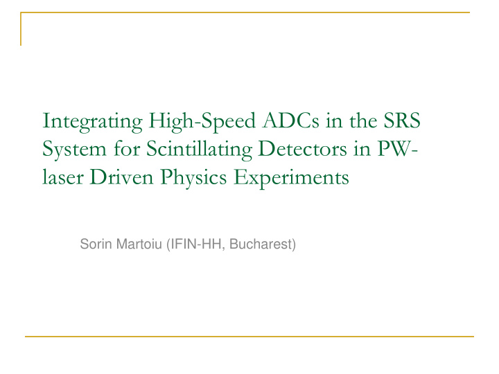 integrating high speed adcs in the srs system for