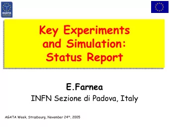 Key Experiments  Key Experiments  and Simulation:  and Simulation:  Status Report  Status Report