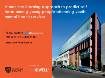 harm among young people attending youth  mental health services  Frank Iorfino  @frankiorfino