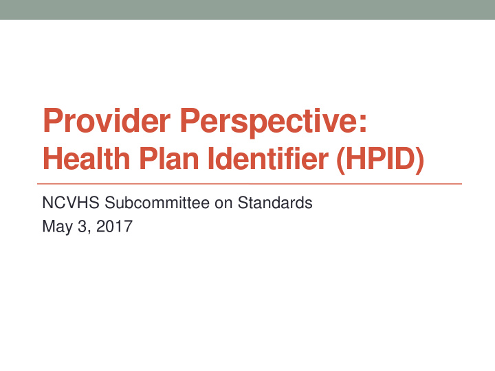 provider perspective