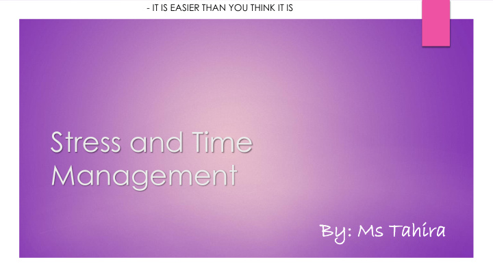 stress and time management