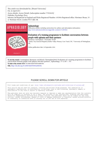 Aphasiology  Publication details, including instructions for authors and subscription information: