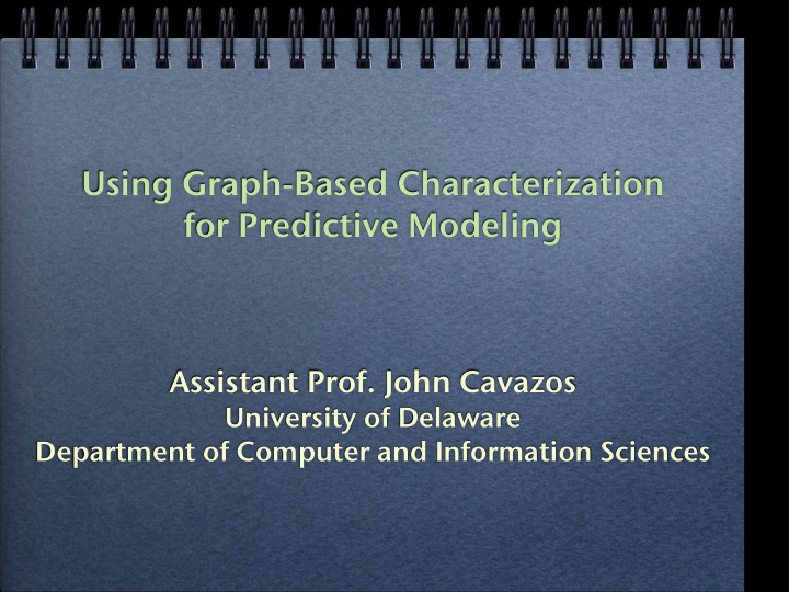 using graph based characterization for predictive modeling