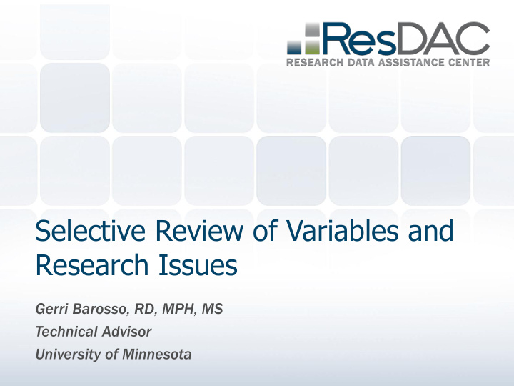 selective review of variables and research issues