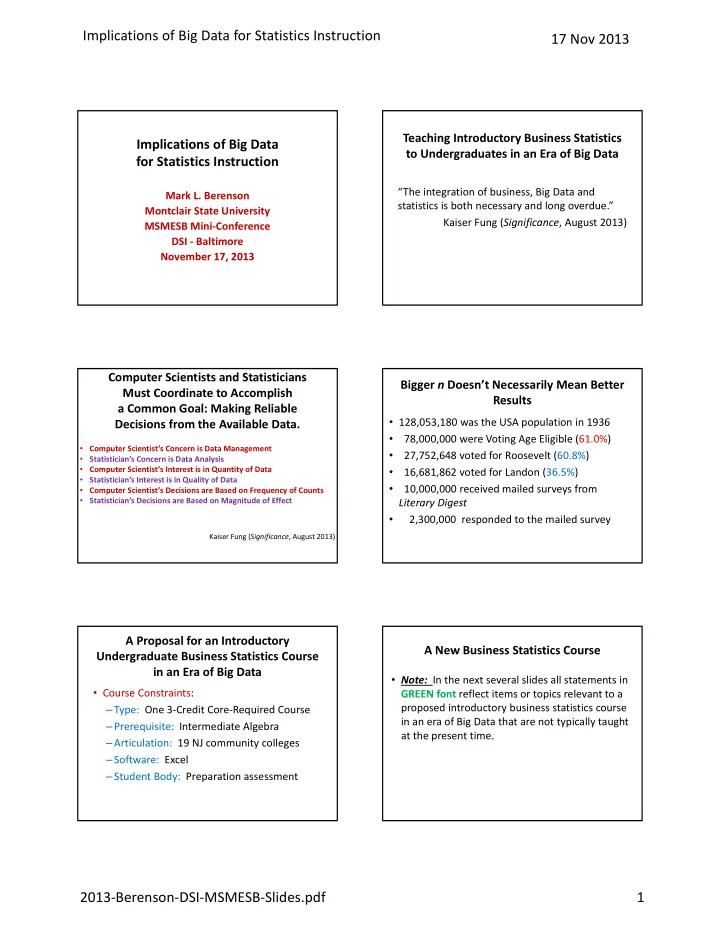 implications of big data for statistics instruction 17