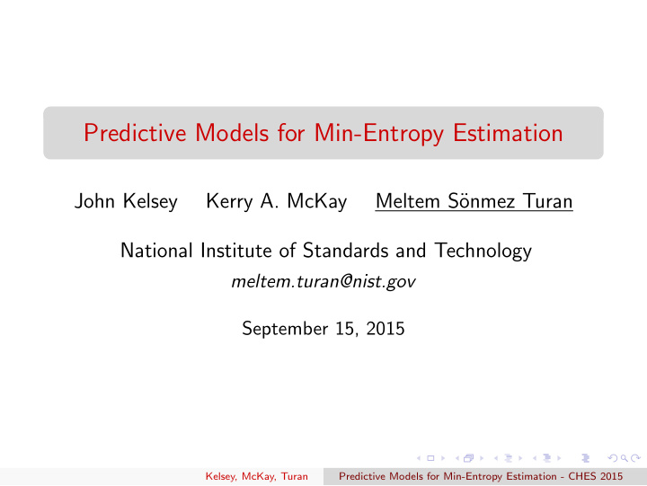 predictive models for min entropy estimation
