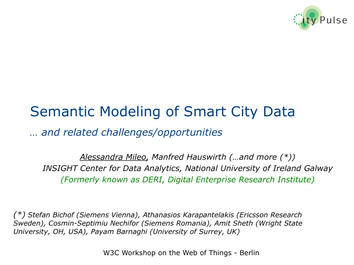 semantic modeling of smart city data