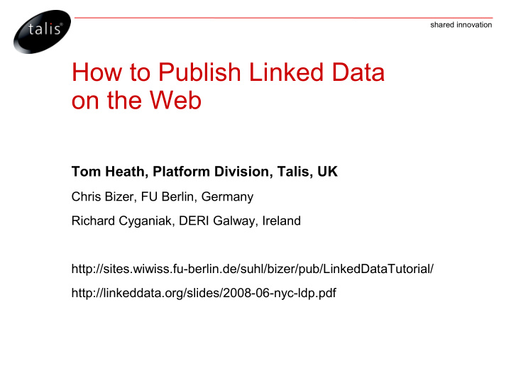 how to publish linked data on the web