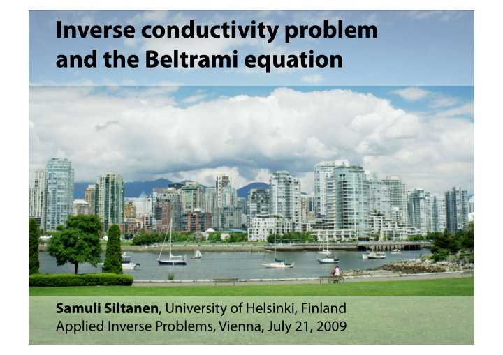 inverse conductivity problem and the beltrami equation