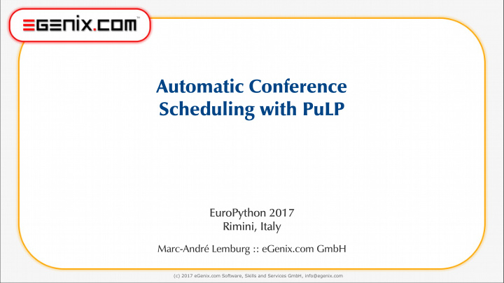 automatic conference scheduling with pulp