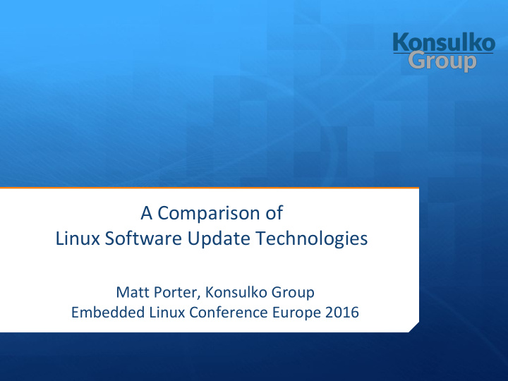 a comparison of linux software update technologies