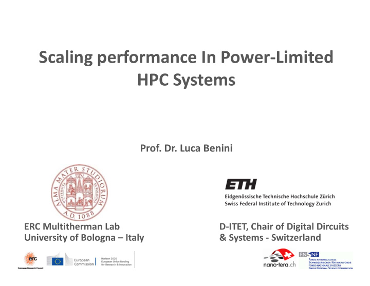 scaling performance in power limited hpc systems