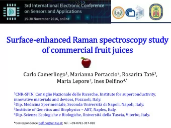 Surface-enhanced Raman spectroscopy stu  tudy  of  f commercial fr  fruit ju  juic  ices Carlo