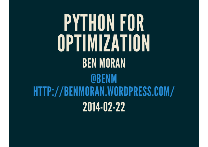 python for optimization