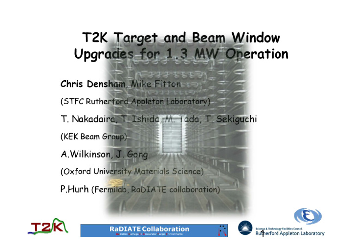 t2k target and beam window upgrades for 1 3 mw operation