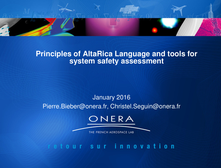 principles of altarica language and tools for system