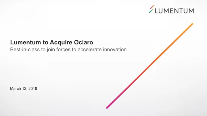 lumentum to acquire oclaro