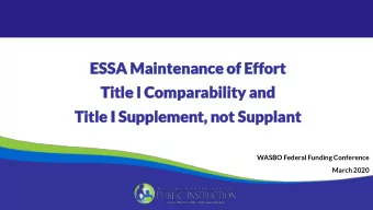 Title  Title I Compar  I Comparabili  ability  ty and  and  Titl  Title  e I Supplement,  I