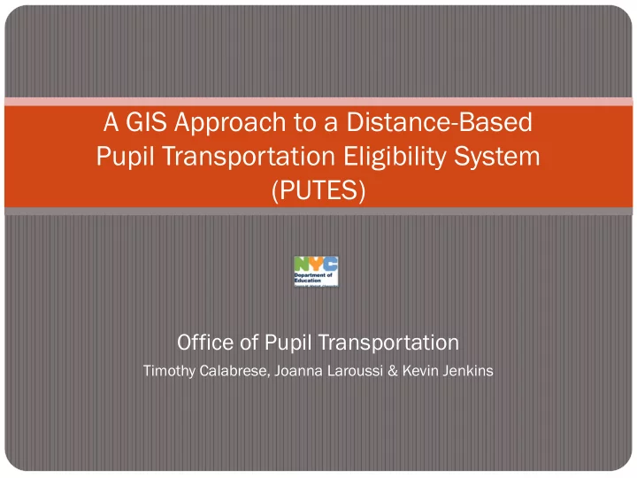 a gis approach to a distance based