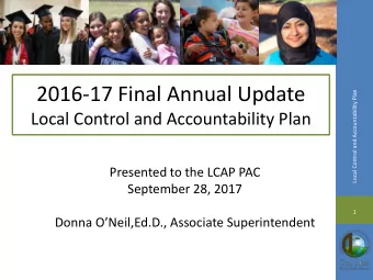2016-17 Final Annual Update  Local Control and Accountability Plan  Local Control and