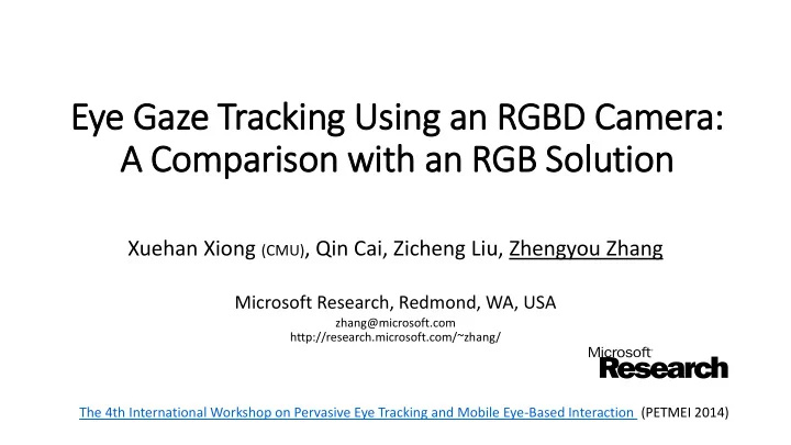 eye gaze tracking usin ing an rgbd camera