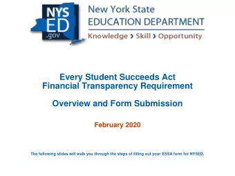 Financial Transparency Requirement  Overview and Form Submission  February 2020  The following