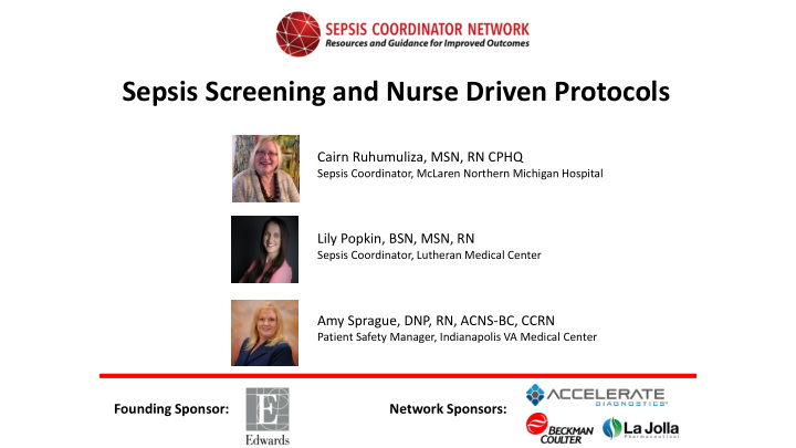 sepsis screening and nurse driven protocols