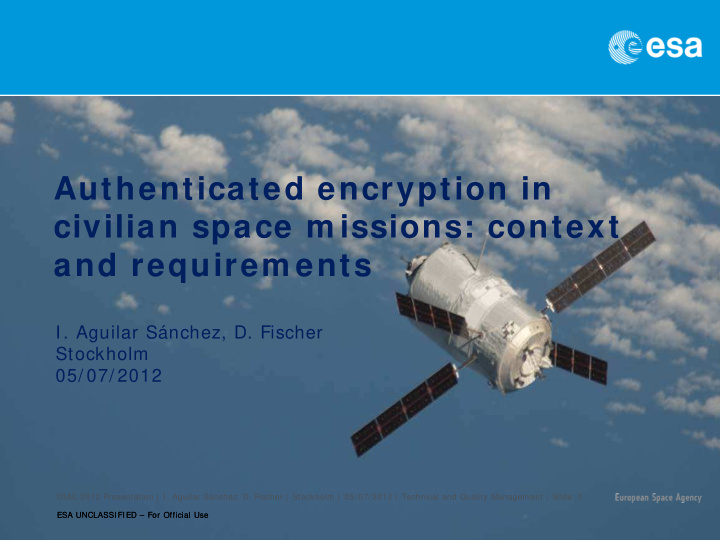 authenticated encryption in civilian space m issions