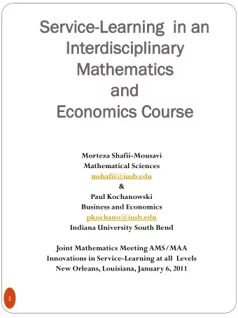 Mathemat  Mathematics  ics  an  and  d  Economi  Economics  cs Cour  Course  se  Morteza