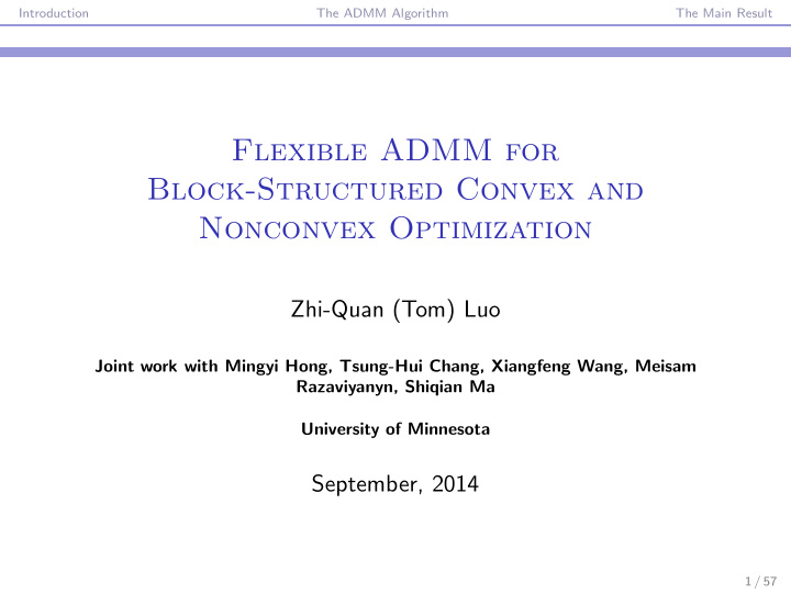 flexible admm for block structured convex and nonconvex