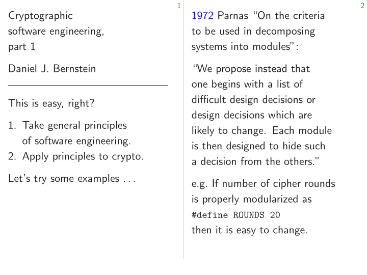 cryptographic 1972 parnas on the criteria software