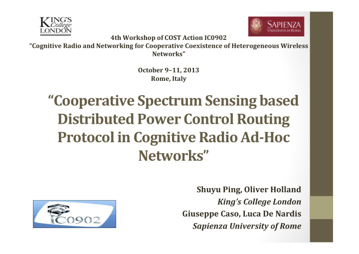 cooperative spectrum sensing based distributed power