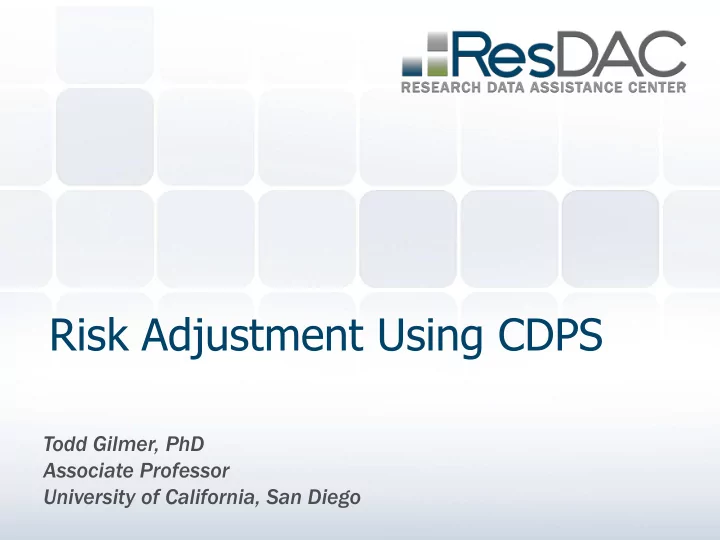 risk adjustment using cdps