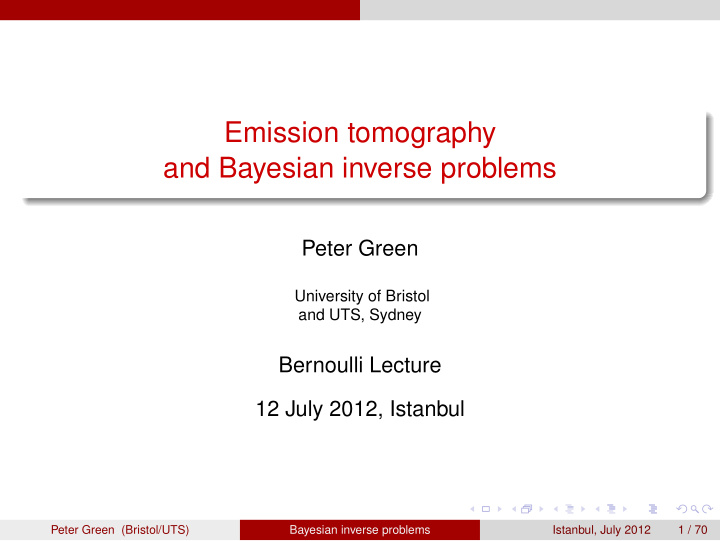 emission tomography and bayesian inverse problems