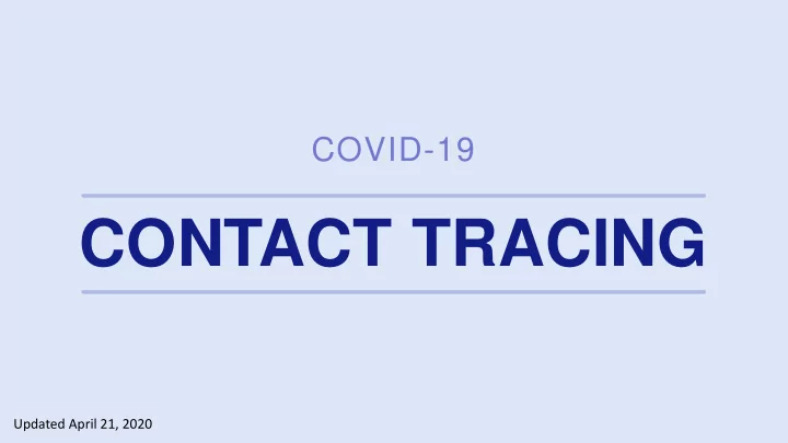 contact tracing