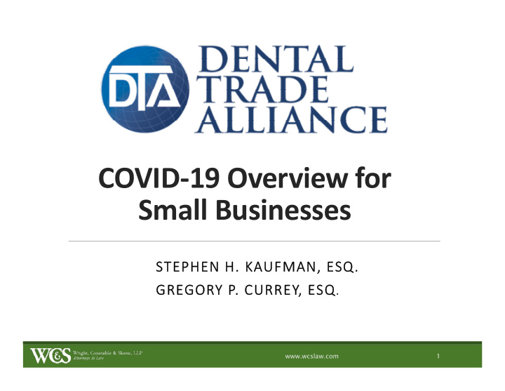 covid 19 overview for small businesses