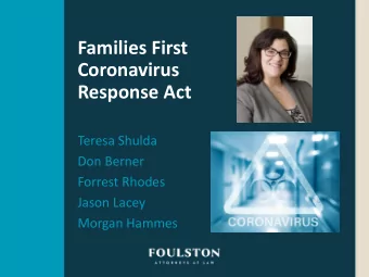 Families First  Coronavirus  Response Act  Teresa Shulda  Don Berner  Forrest Rhodes  Jason Lacey