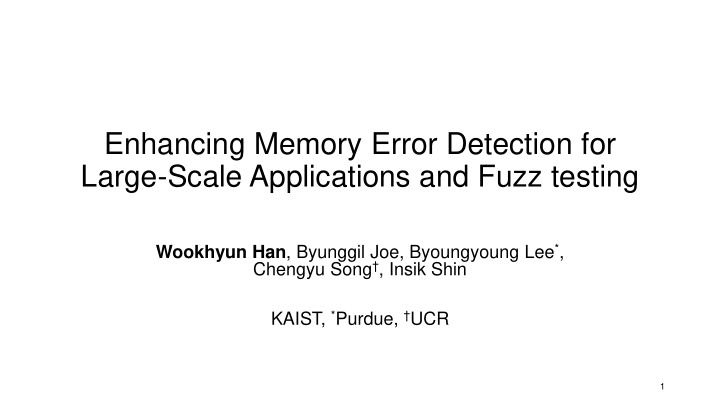 enhancing memory error detection for large scale