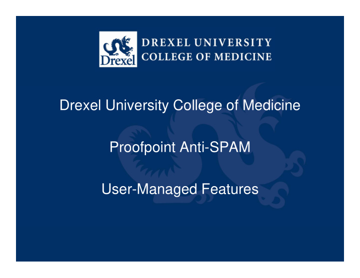 drexel university college of medicine proofpoint anti