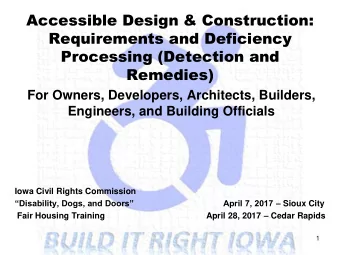 Requirements and Deficiency  Processing (Detection and  Remedies)  For Owners, Developers,