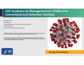 CDC Guidance on Management of COVID-19 in  Correctional and Detention Facilities  Liesl Hagan, MPH