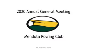 2020 Annual General Meeting  Mendota Rowing Club  MRC Annual General Meeting  2020 Annual General