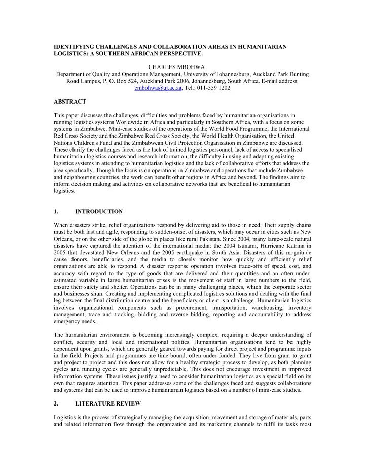 identifying challenges and collaboration areas in