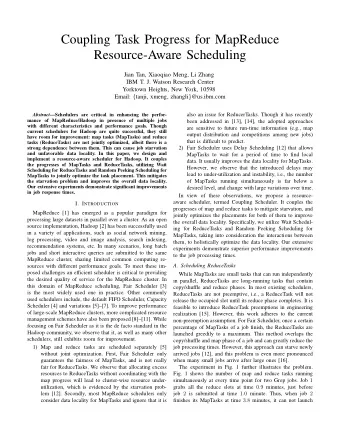 Coupling Task Progress for MapReduce  Resource-Aware Scheduling  Jian Tan, Xiaoqiao Meng, Li Zhang