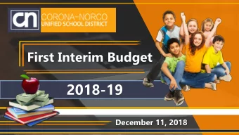 2018-19  December 11, 2018  2018-19 General Fund  1  First Interim Budget Assumptions  Local