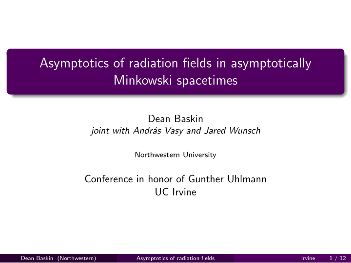 asymptotics of radiation fields in asymptotically