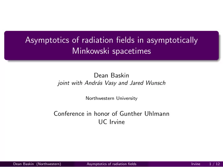 asymptotics of radiation fields in asymptotically